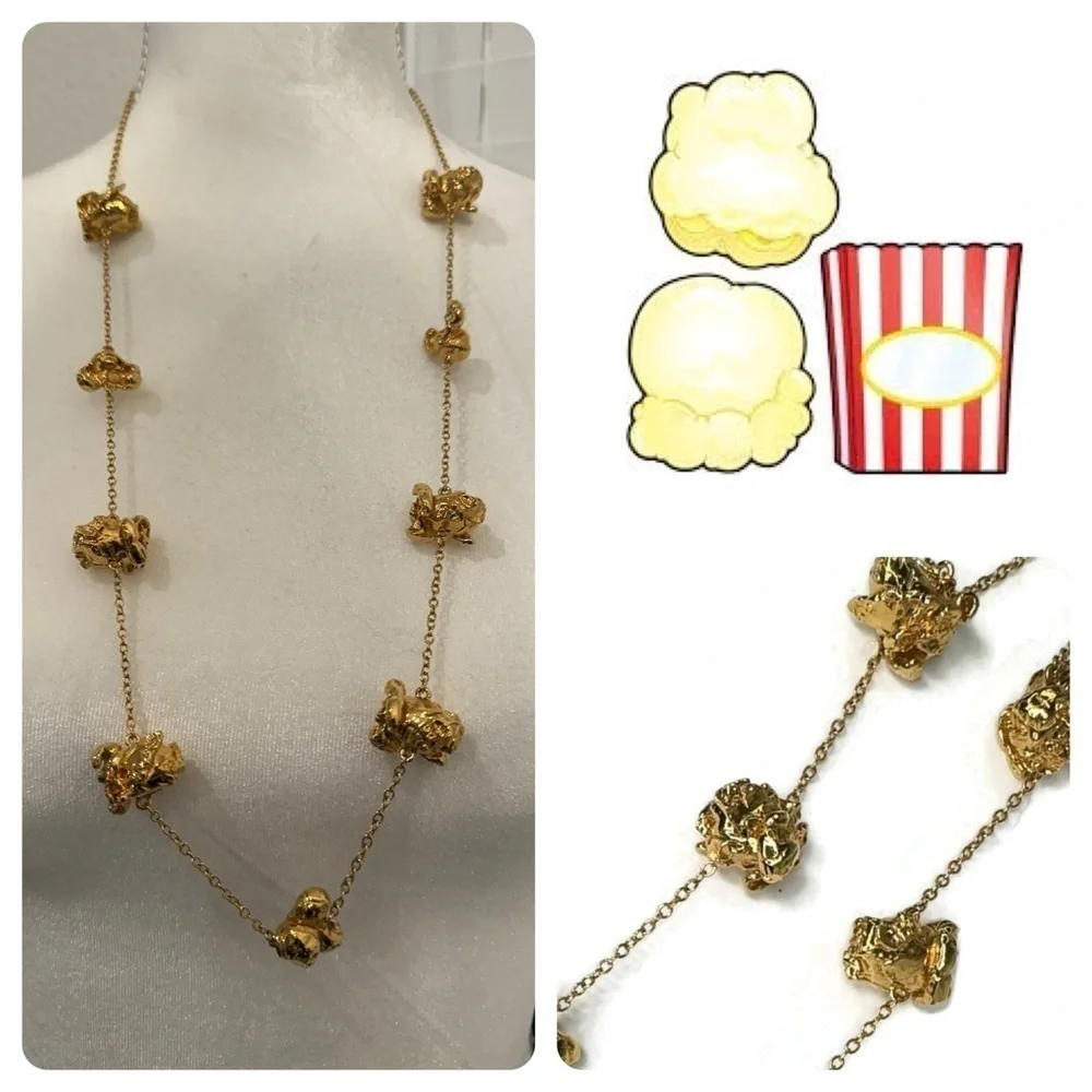 Kate Spade Golden Popcorn Garland Scatter 12 KT Plated Vintage Necklace